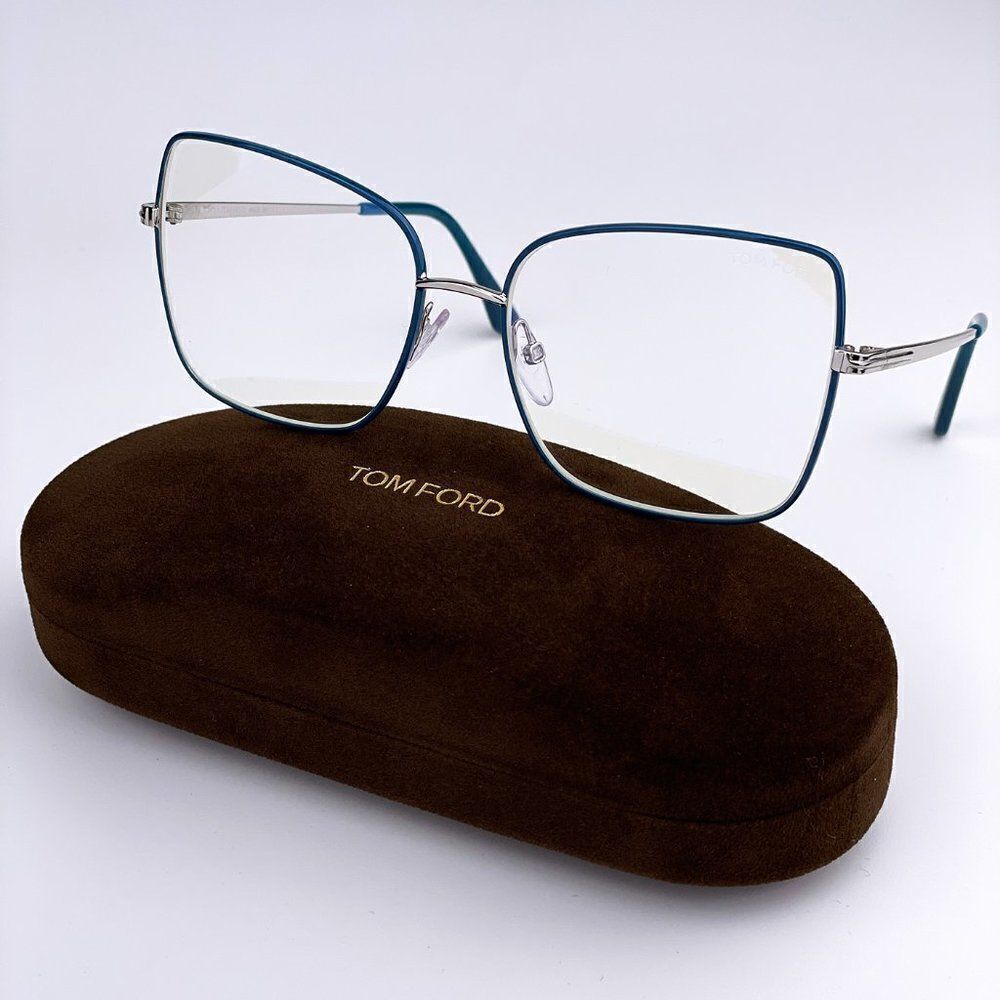 SALE! NEW TOM FORD FT5613-B 098 Butterfly Blue Block Metal Women Eyeglasses